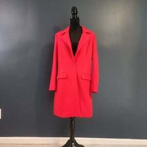 Women's Pink Single-Button Long Blazer Coat